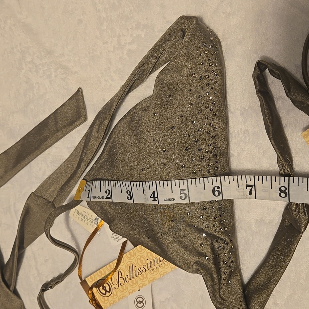 NWT Bellisima Swimwear Platinum Khaki Set bikini/Top Size M - Picture 5 of 8